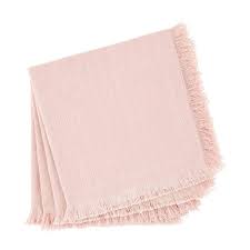 Pink Frey Edge Cloth Napkin Set of 4