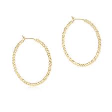 Beaded Gold 1.75" Hoop 2mm Bead Gold