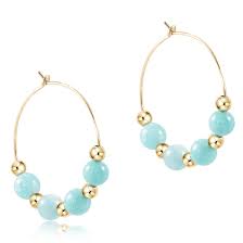 Beaded Grateful Bliss 1.25" Hoop Amazonite Earring