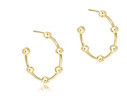 Beaded Simplicity 1" Post Hoop-4mm gold