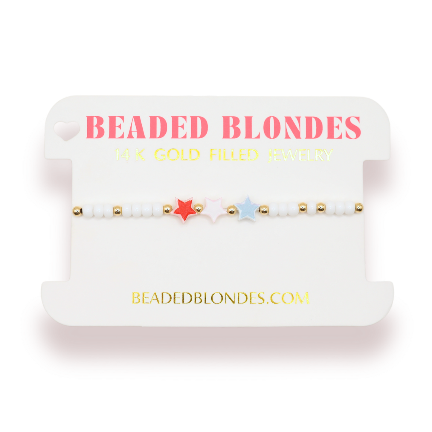 Red, White and Blue Star Bracelet: Standard 6.75 inch / Sprinkle
