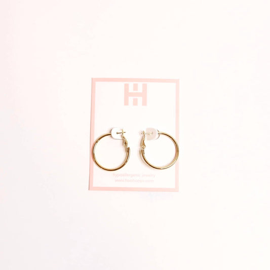 Waterproof Small Skinny Hoop Earrings : Yellow Gold