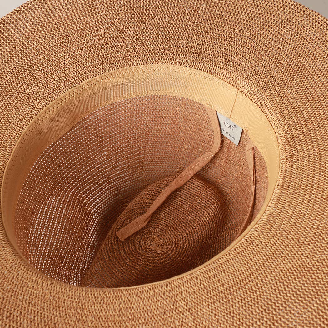 Multi-Colored Thread with Beaded Panama Hat: CLAY / ONE SIZE