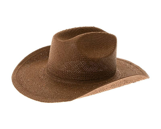 Handwoven Toyo Straw Cowboy Hat Brown