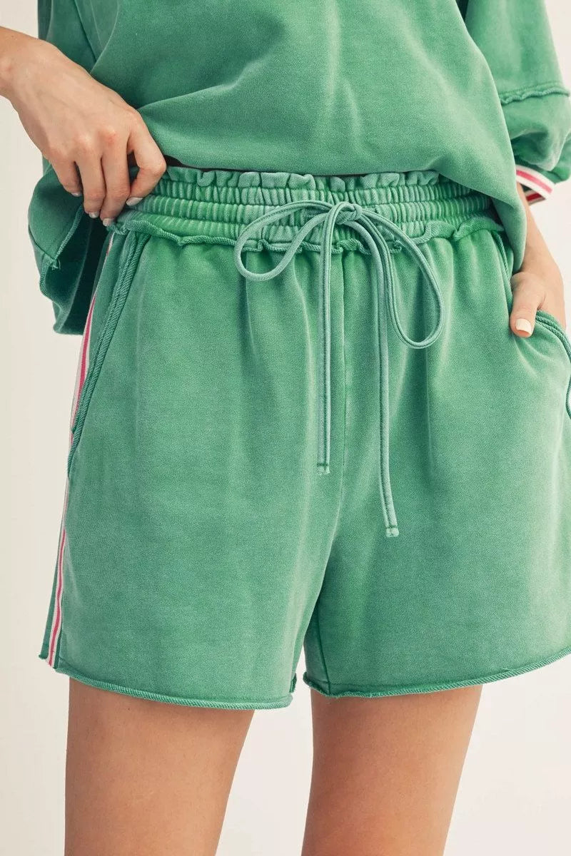 Vintage Washed Shorts in Green