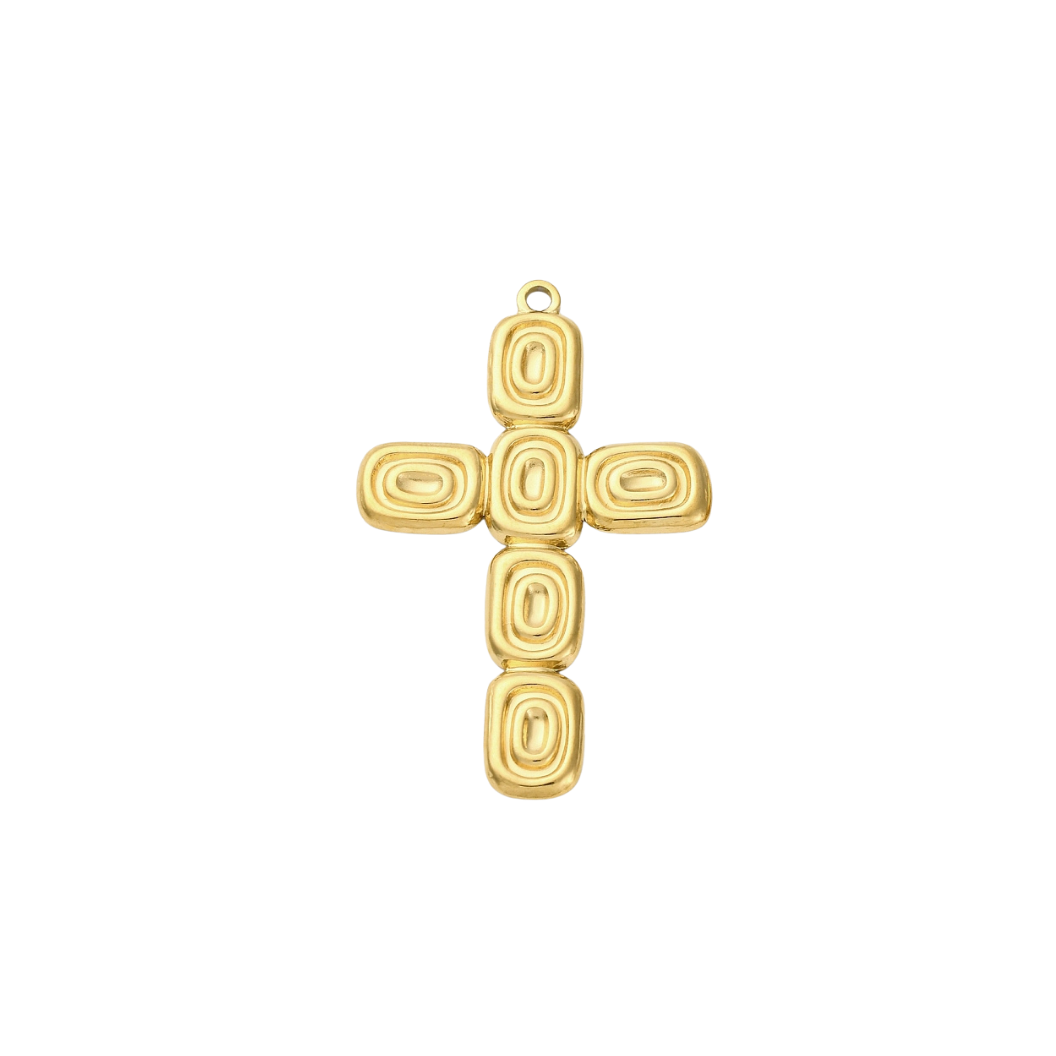 Gold Abstract Cross Charm | Waterproof Stainless Steel
