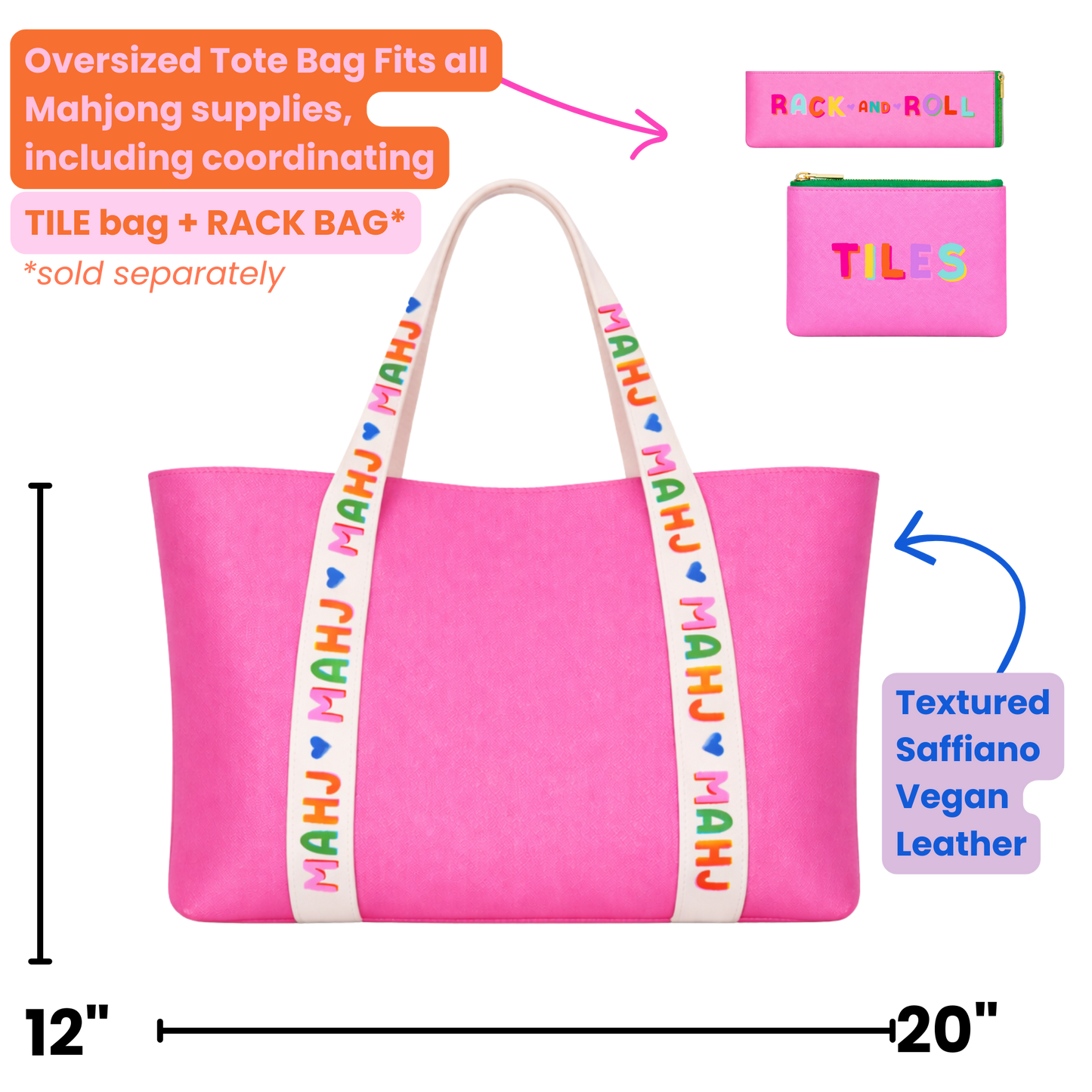 Mahjong Tote Bag | Pink