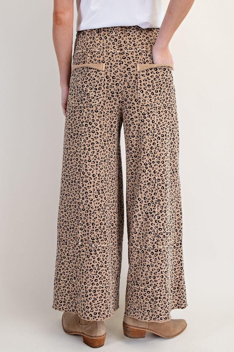 Animal Print Mineral Wash Terry Knit Pant