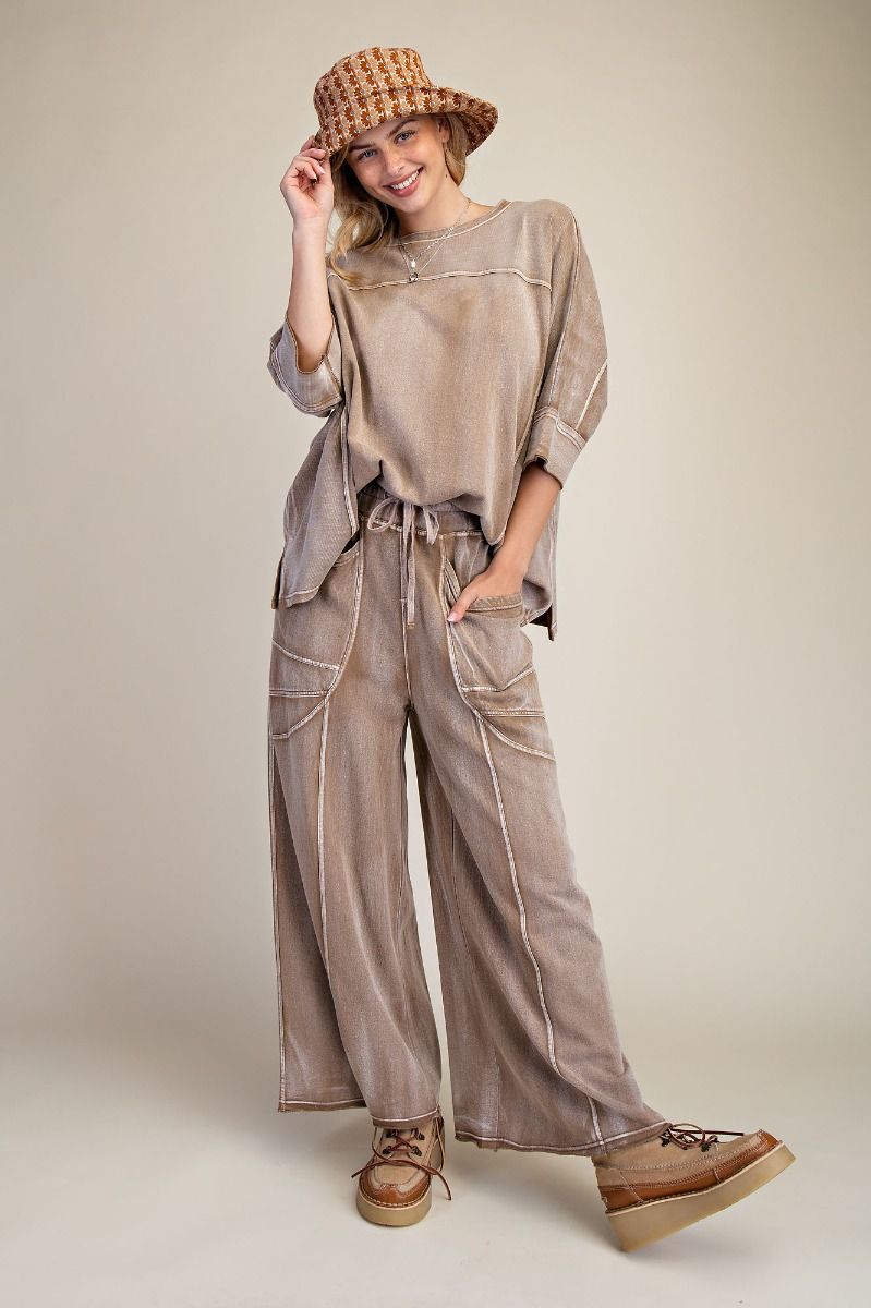 MONKEY WASHED TERRY PANTS in Camel