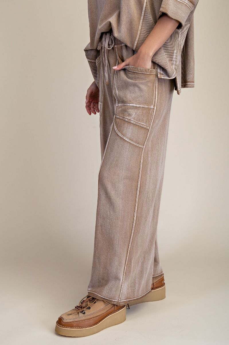 MONKEY WASHED TERRY PANTS in Camel