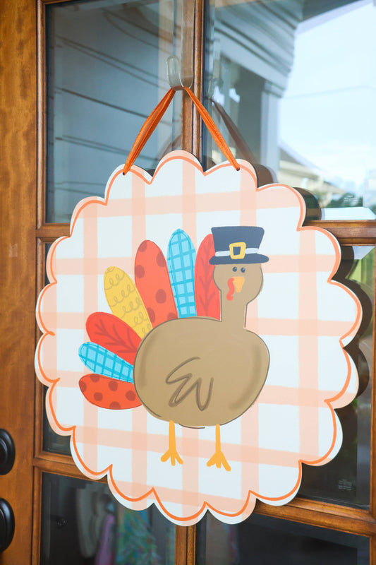 Patchy the Turkey Scalloped Doorhanger