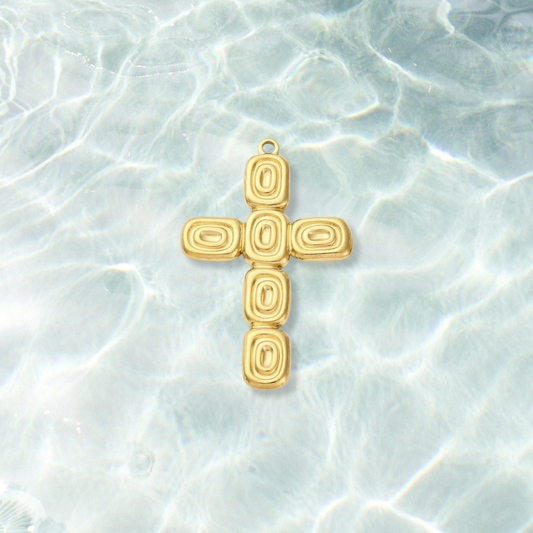 Gold Abstract Cross Charm | Waterproof Stainless Steel