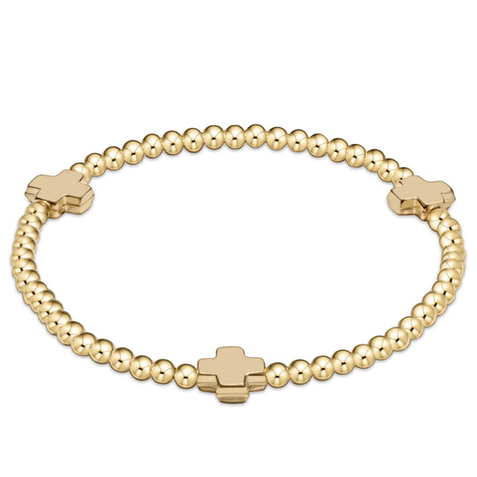 ENEWTON EXTENDS - SIGNATURE  CROSS GOLD PATTERN 3MM BEAD  BRACELET - GOLD