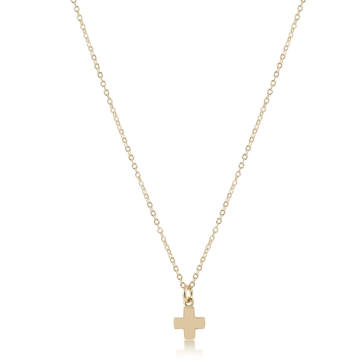 EGIRL 14" NECKLACE GOLD - SIGNATURE CROSS SMALL GOLD CHARM