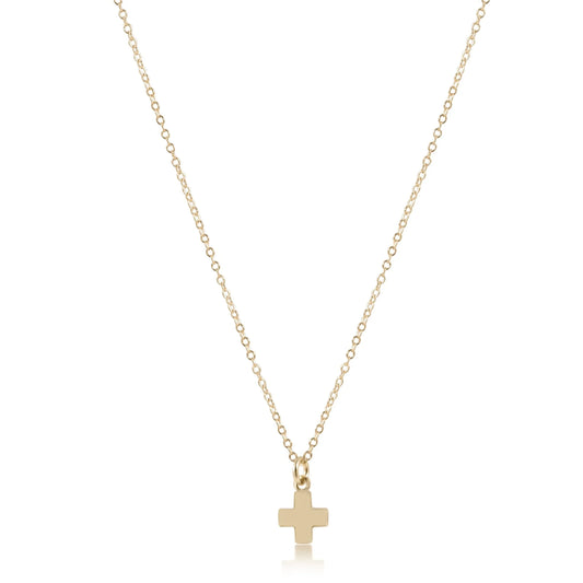 EGIRL 14" NECKLACE GOLD - SIGNATURE CROSS SMALL GOLD CHARM