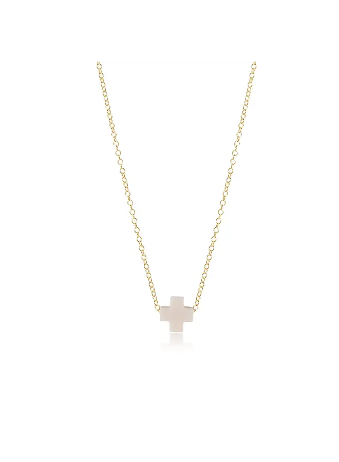 16" NECKLACE GOLD - SIGNATURE  CROSS SMALL OFF-WHITE