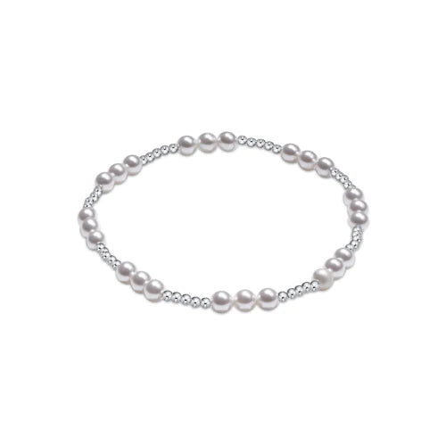 Classic Joy Pattern Sterling 4mm Bead Bracelet Pearl