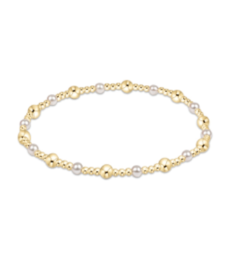 CLASSIC GOLD SINCERITY PATTERN  4MM BEAD BRACELET - PEARL