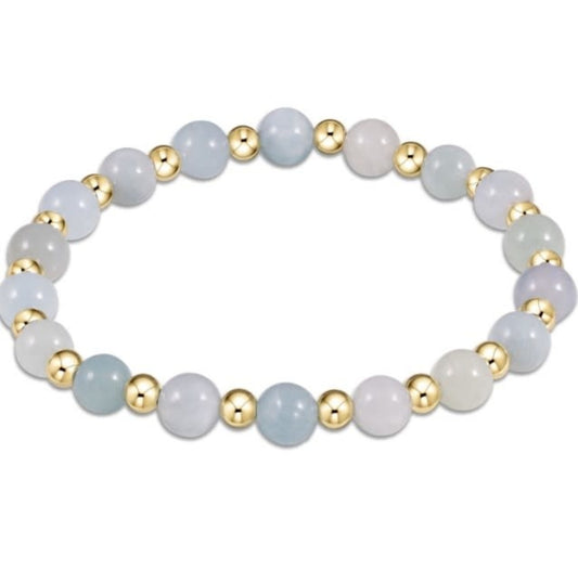 Grateful Pattern 6mm Bead Bracelet Aquamarine