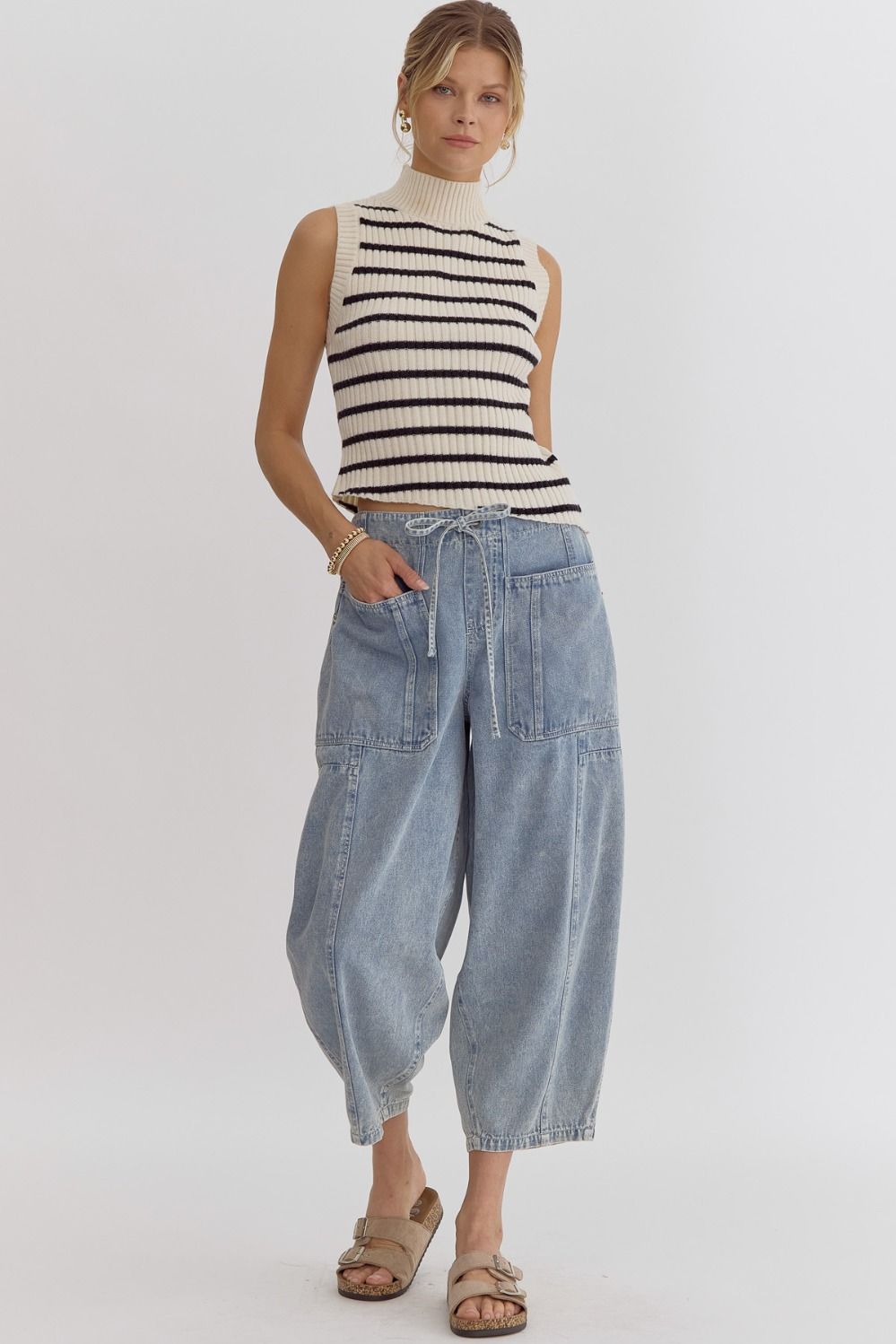 Denim Drawstring Pants