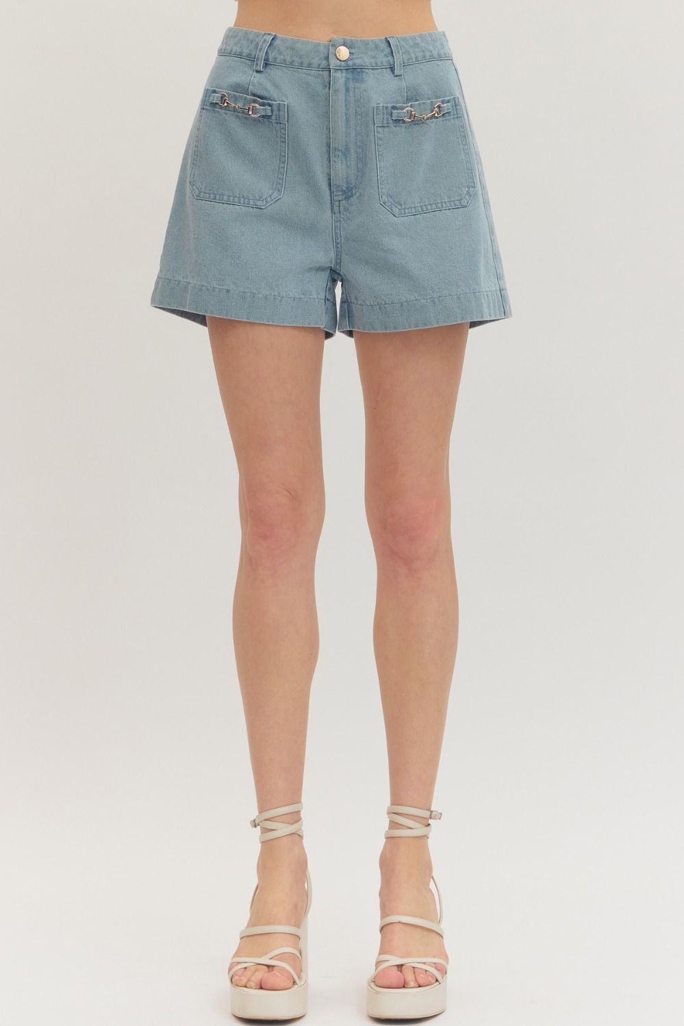 Demin Shorts With Gold Detail