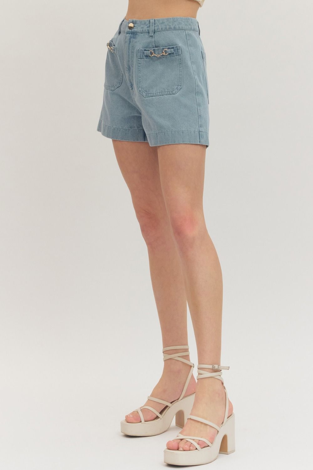 Demin Shorts With Gold Detail