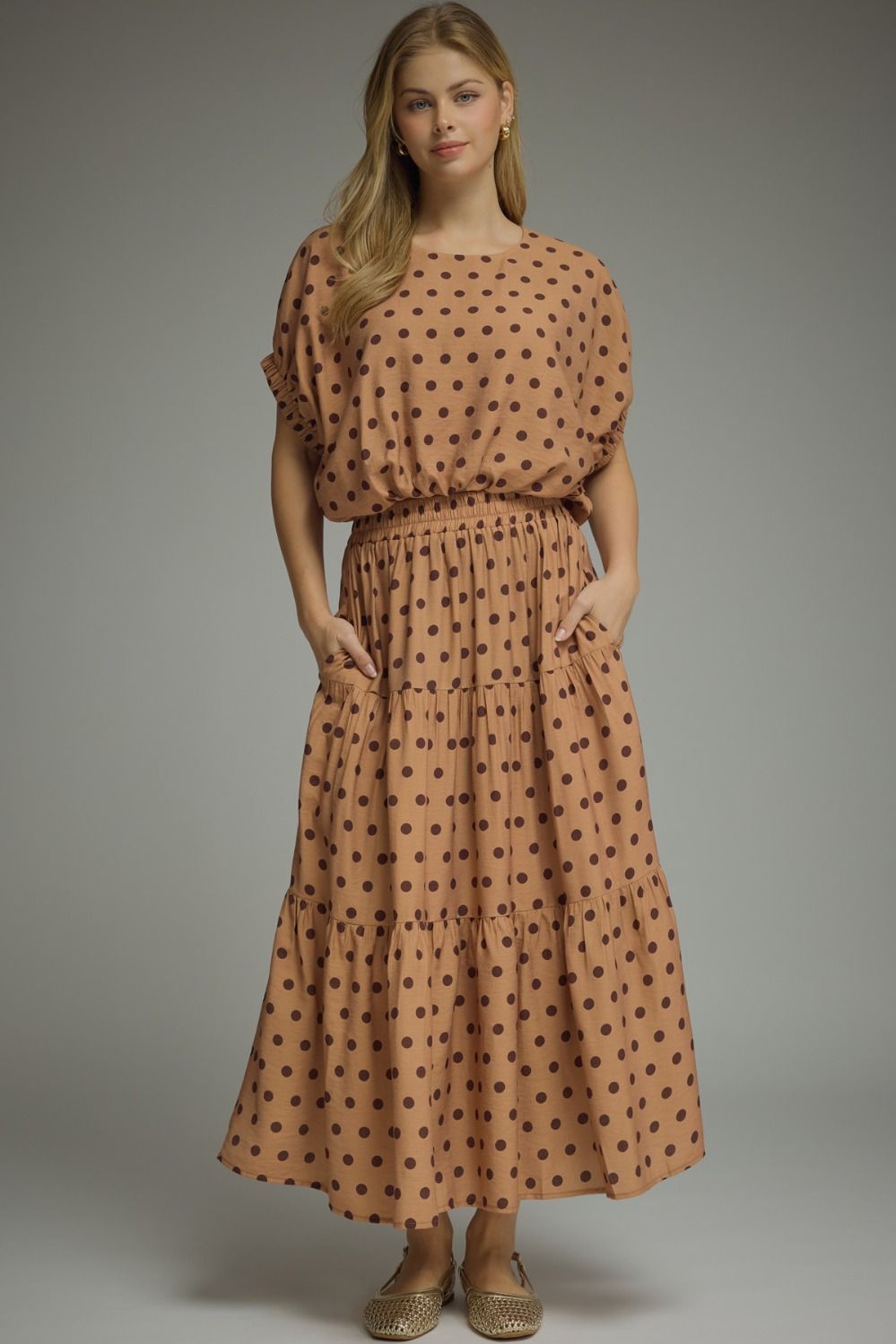 Linen Polka Dot Skirt Set