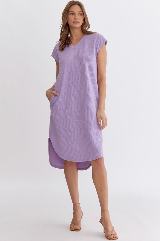 Textured Midi Dress in Lavender