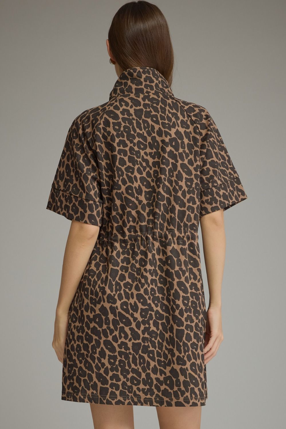 Animal Print Drawstring Midi Dress