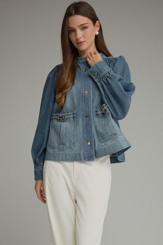 Puff Sleeve Denim Jacket