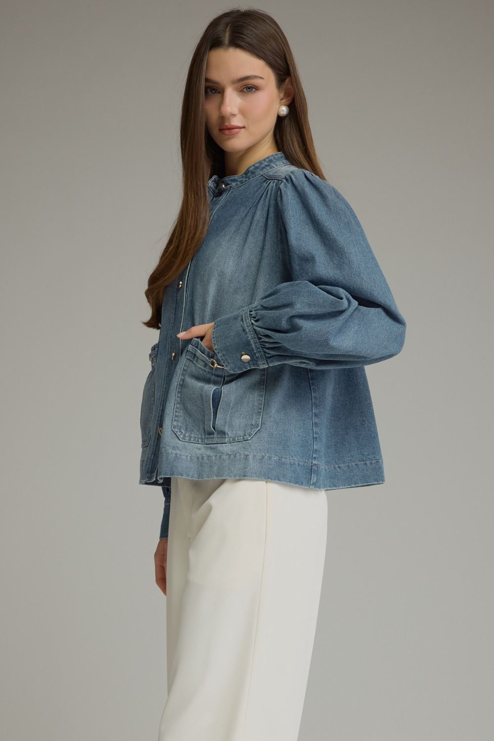 Puff Sleeve Denim Jacket