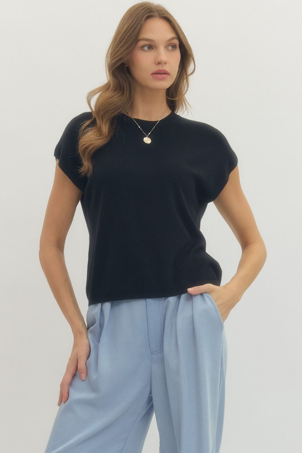 Knit Cap Sleeve Top