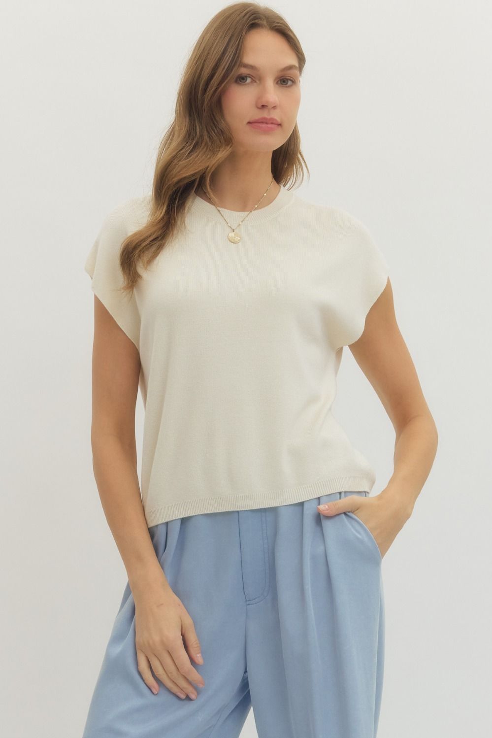 Knit Cap Sleeve Top