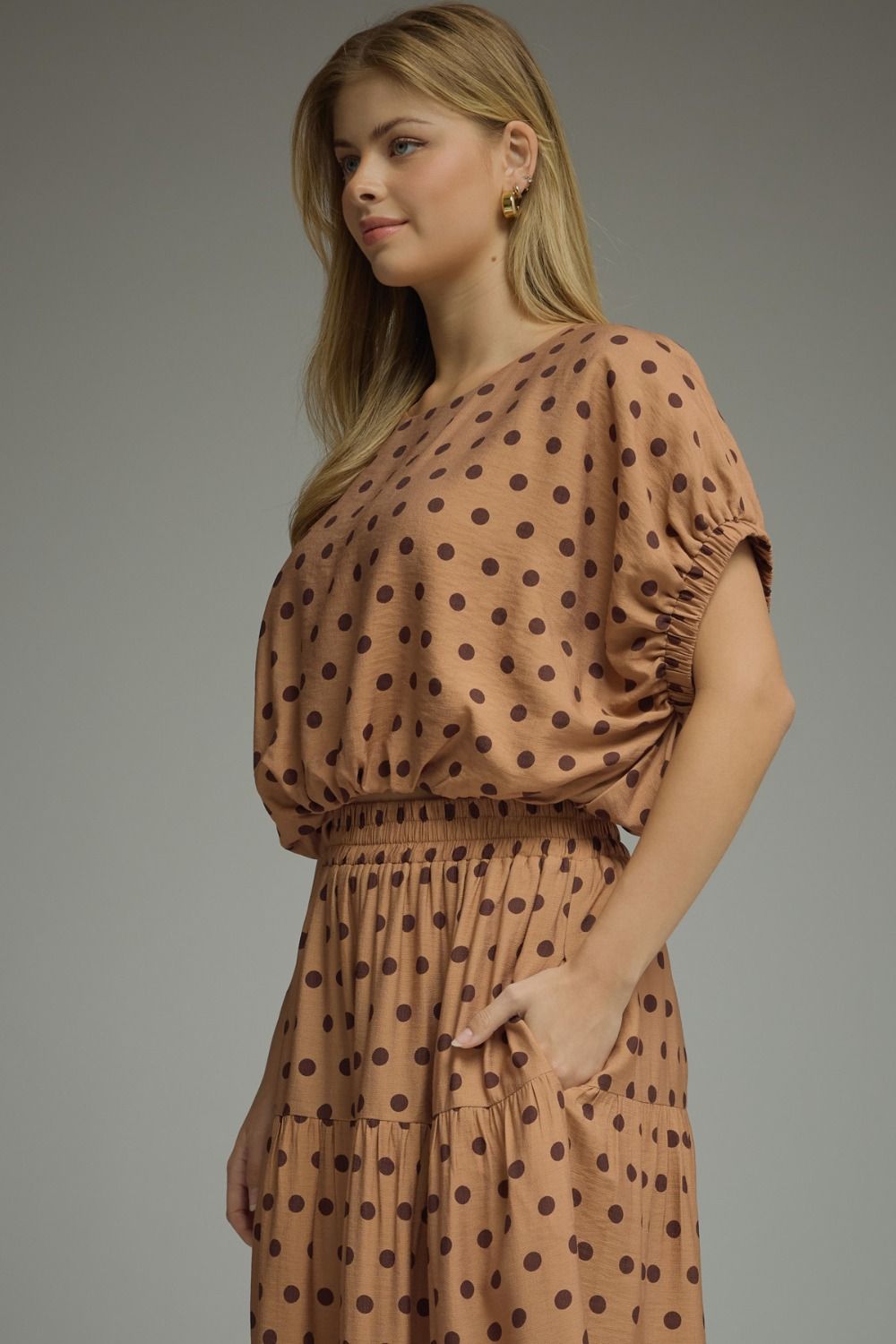 Linen Polka Dot Skirt Set