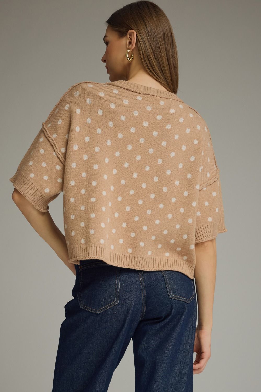 Polka Dot Short Sleeve Sweater