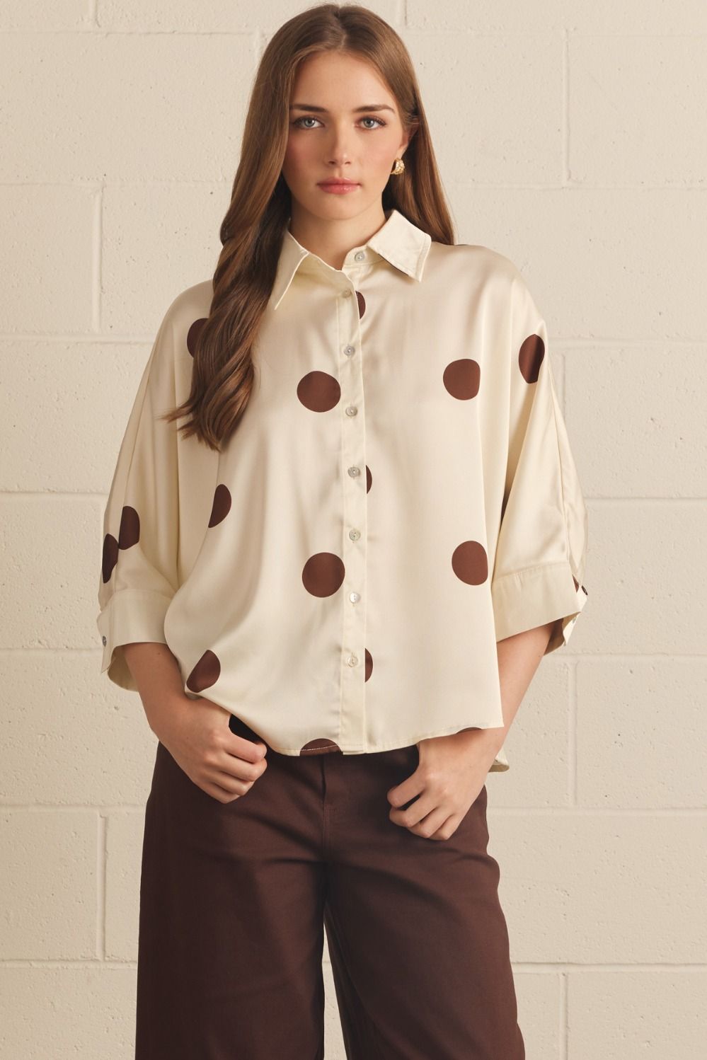 Polka Dot Button Down Top