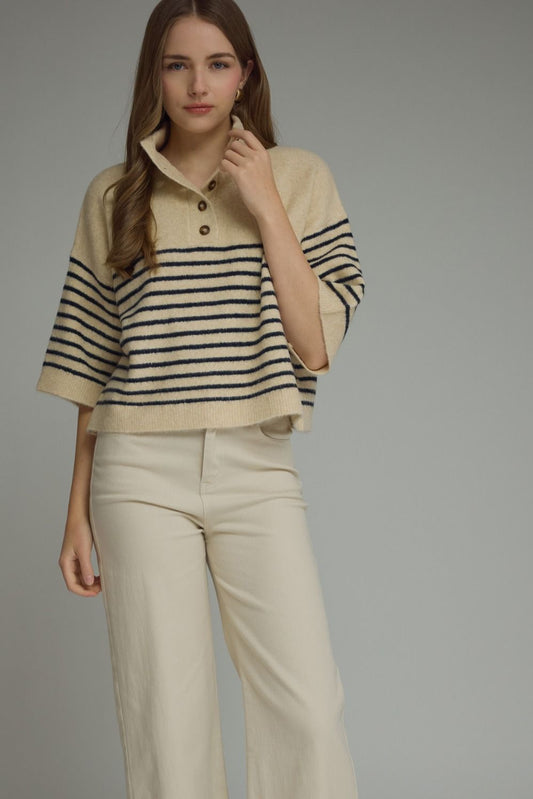Short Sleeve Button Down Sweater