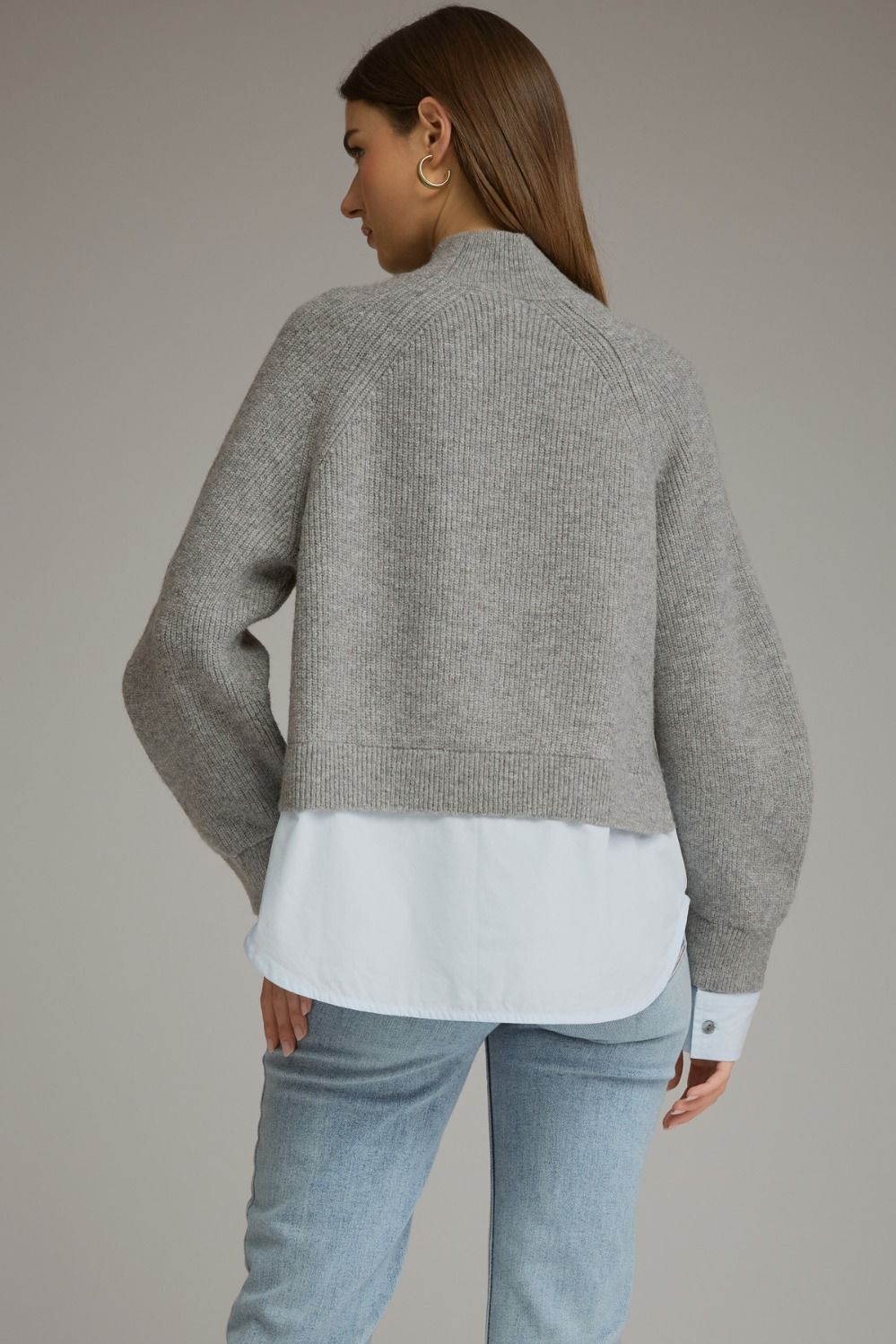 Mock Neck Layered Button Down