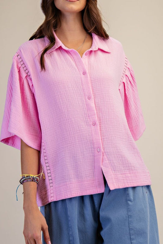 Washed Gauze Button Down Shirt