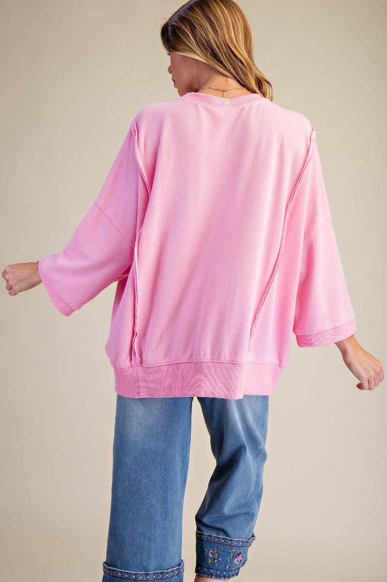 Bow Patch Bottom Terry Pullover Bubble Gum