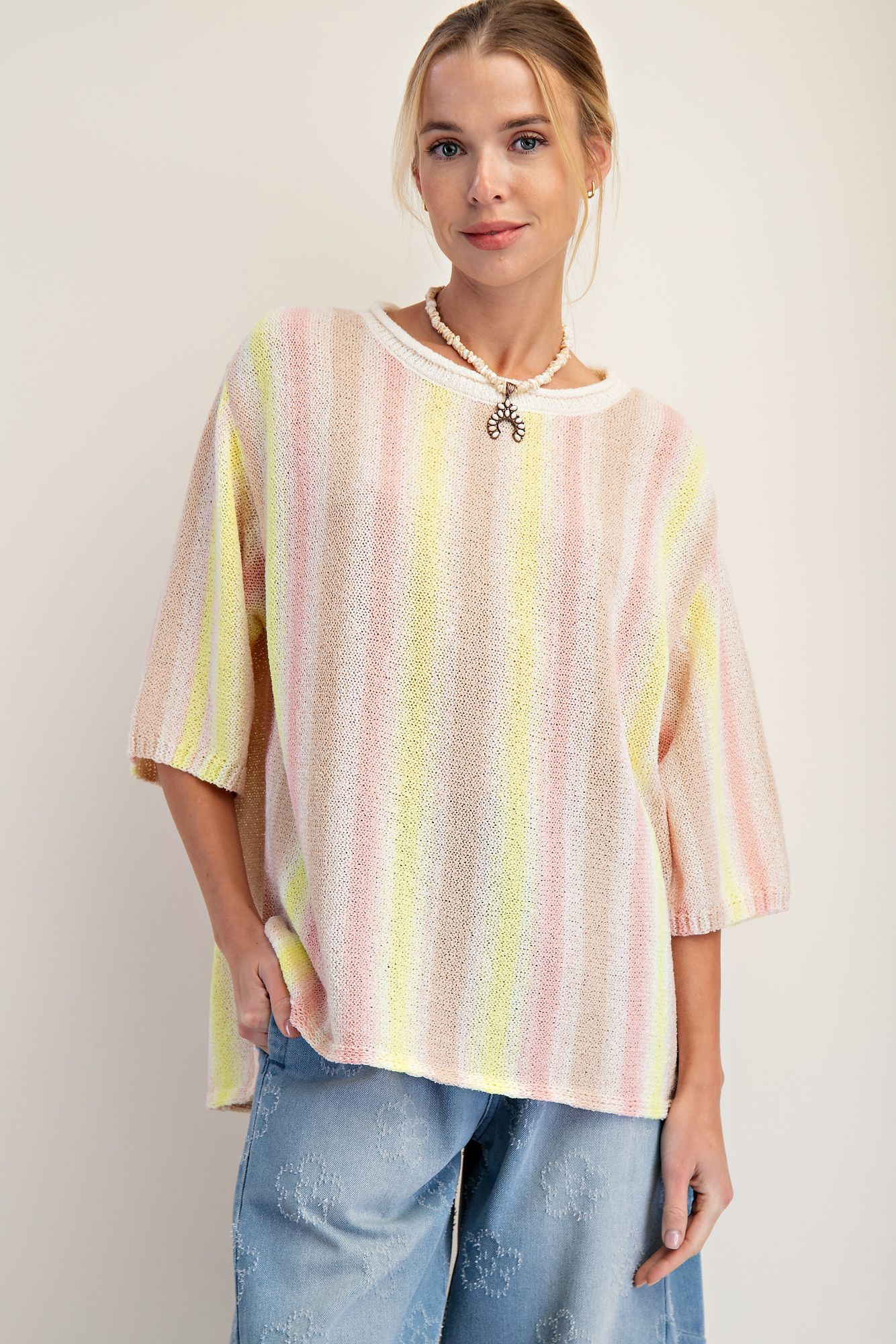 Lemon Striped Knit Top