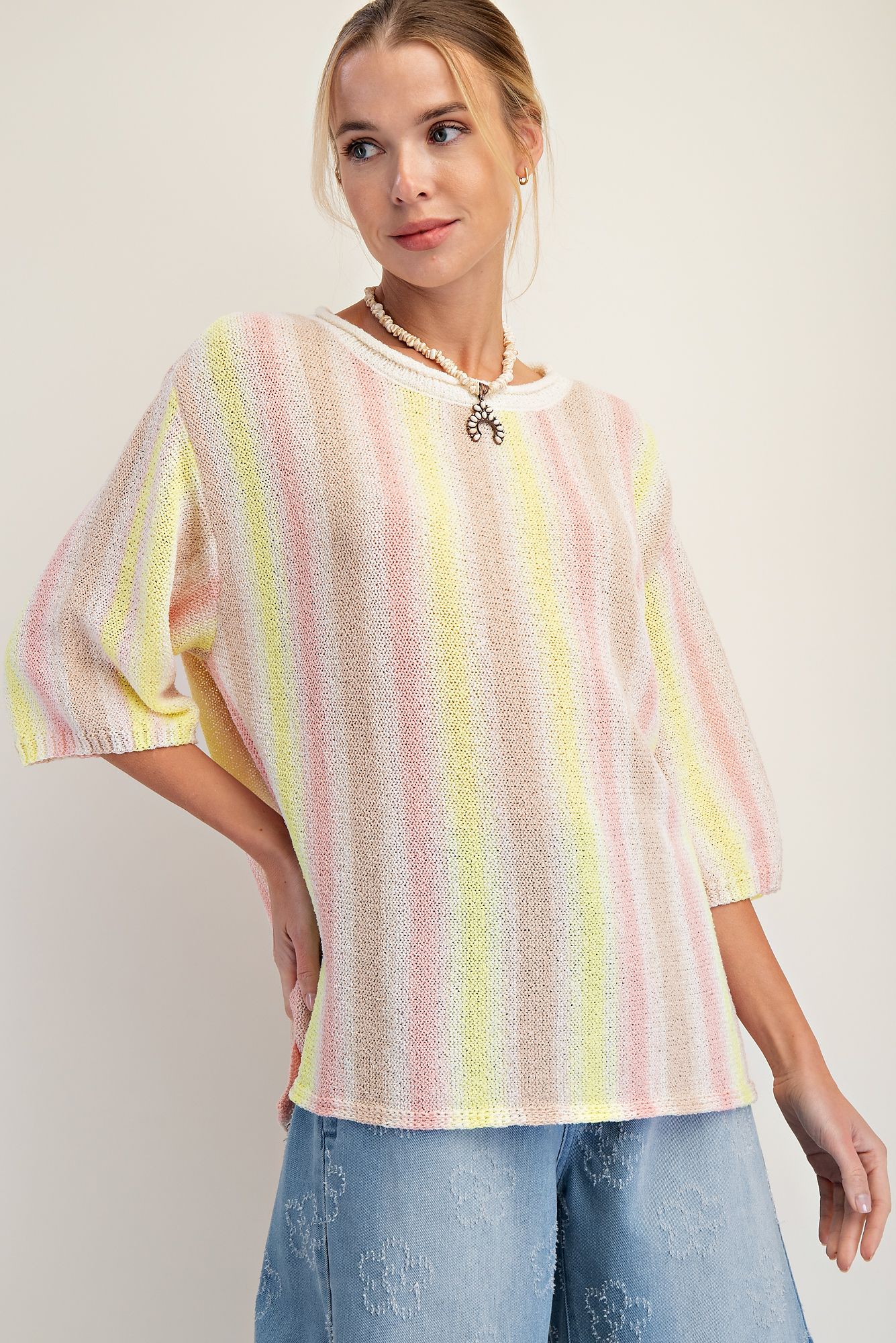 Lemon Striped Knit Top