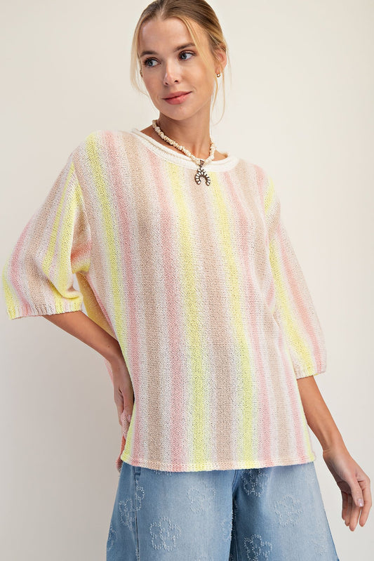 Lemon Striped Knit Top