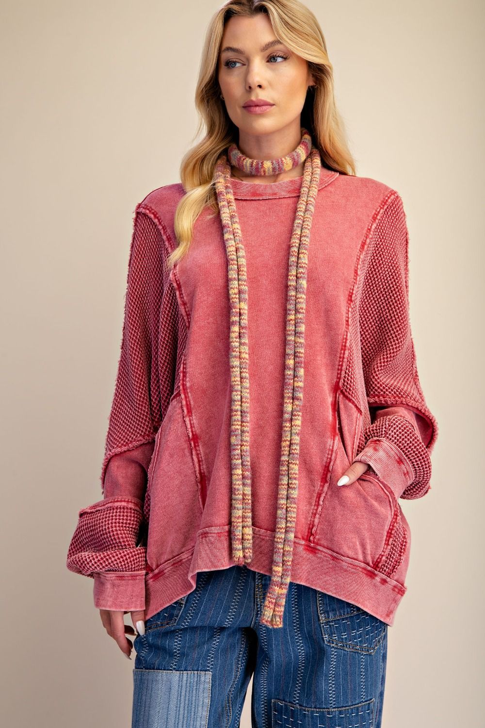 Thermal Mix Washed Terry Pullover