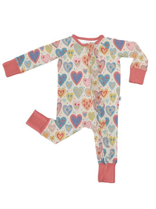 Lovestruck Hearts  - LS Convertible Zip PJs