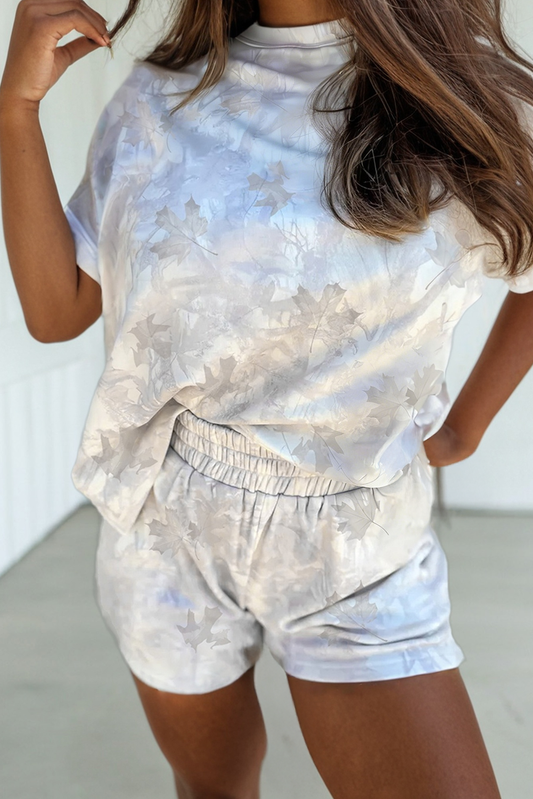Maple Camo Top and Elastic Waist Short Set
