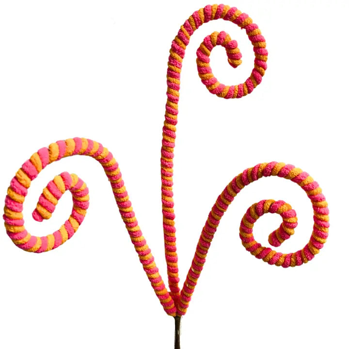 Chenille Christmas Curl Spray Pink/Orange