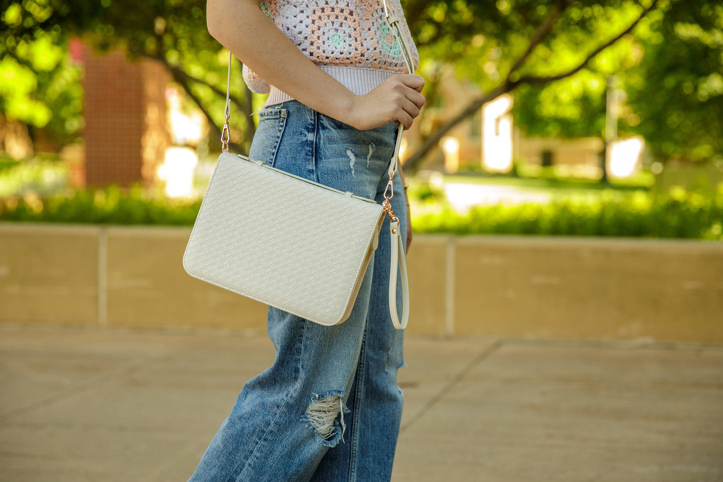 Bible Cover, Weave Bible Case, Crossbody PEARL