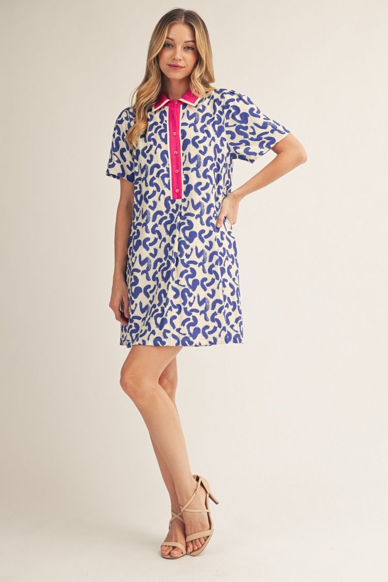 Royal Abstract Shift Dress