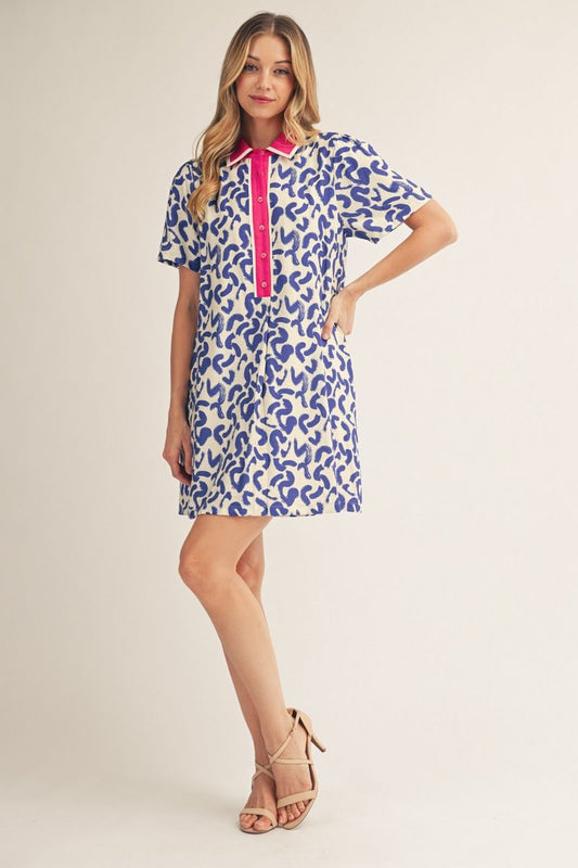 Royal Abstract Shift Dress